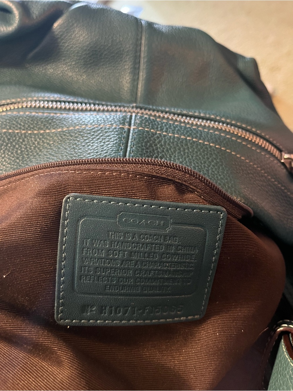 Coach Teal Pebbled Leather Hobo Shoulder Bag Silver - Picture 8 of 8